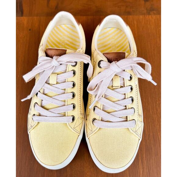 Taos Star Burst Sunny Yellow Sneaker Shoes Canvas Casual Pastel 6.5 lace up - Picture 3 of 9